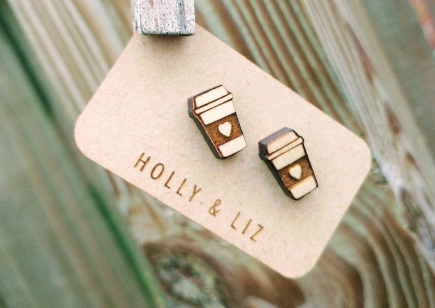 Barista Coffee with Heart Stud Earrings - Limited quantity