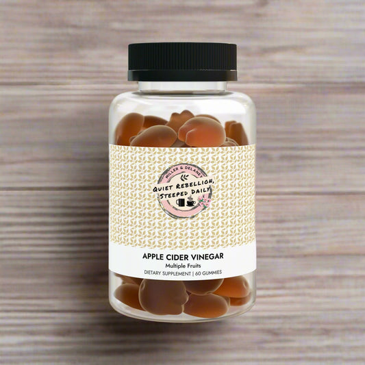 Bottle of Apple Cider Vinegar gummies with a visible label on a white background